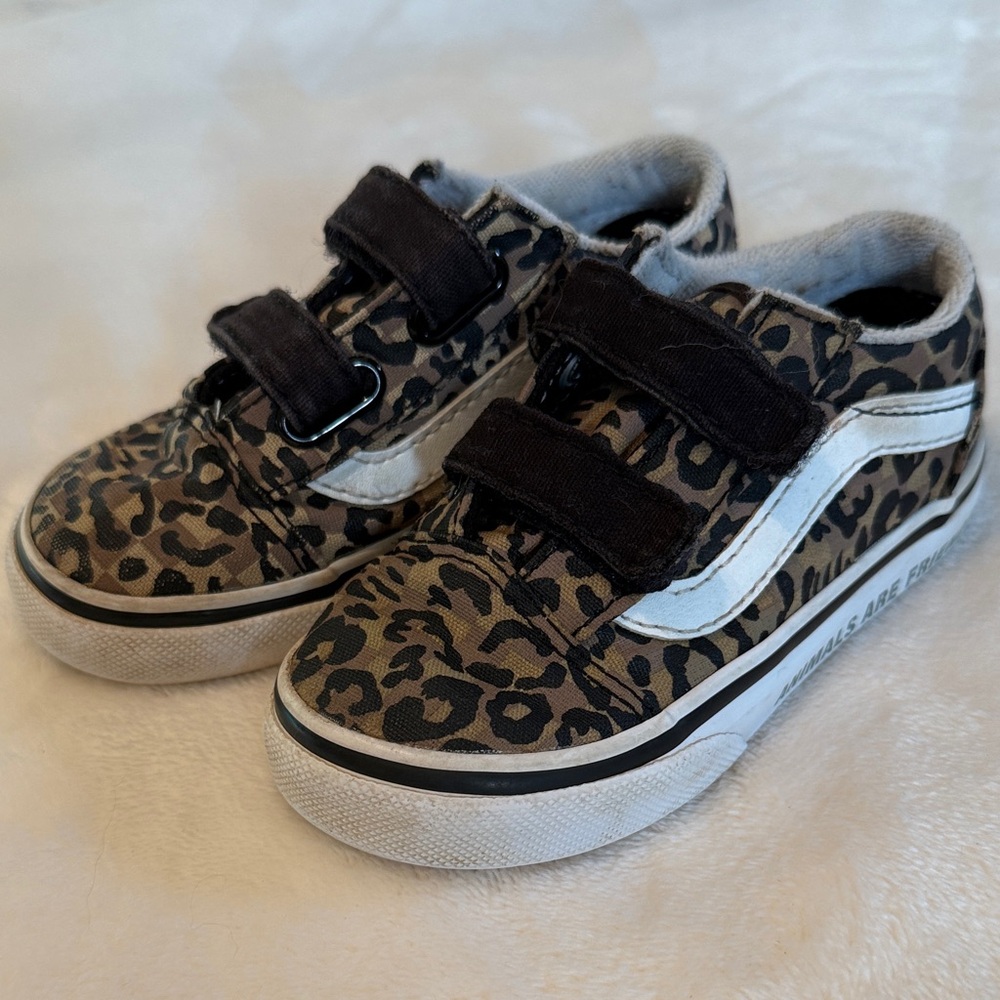 Vans Leopard Print Kids Velcro Sneakers